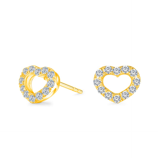 10K Gold Heart Shape Lab Grown Diamond Earrings