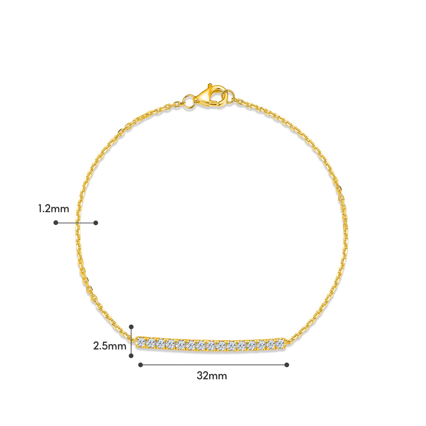 10K Gold Lab Grown Diamond Bar Bracelet