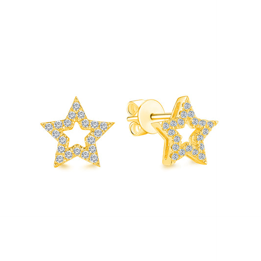 10K Gold Lab Grown Diamond Star Shape Stud Earrings