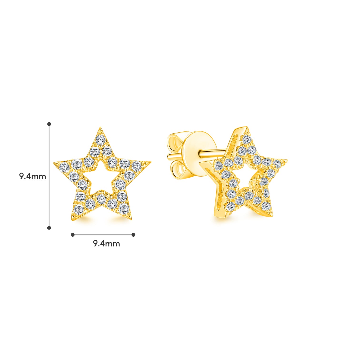 10K Gold Lab Grown Diamond Star Shape Stud Earrings