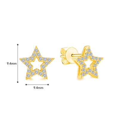 10K Gold Lab Grown Diamond Star Shape Stud Earrings