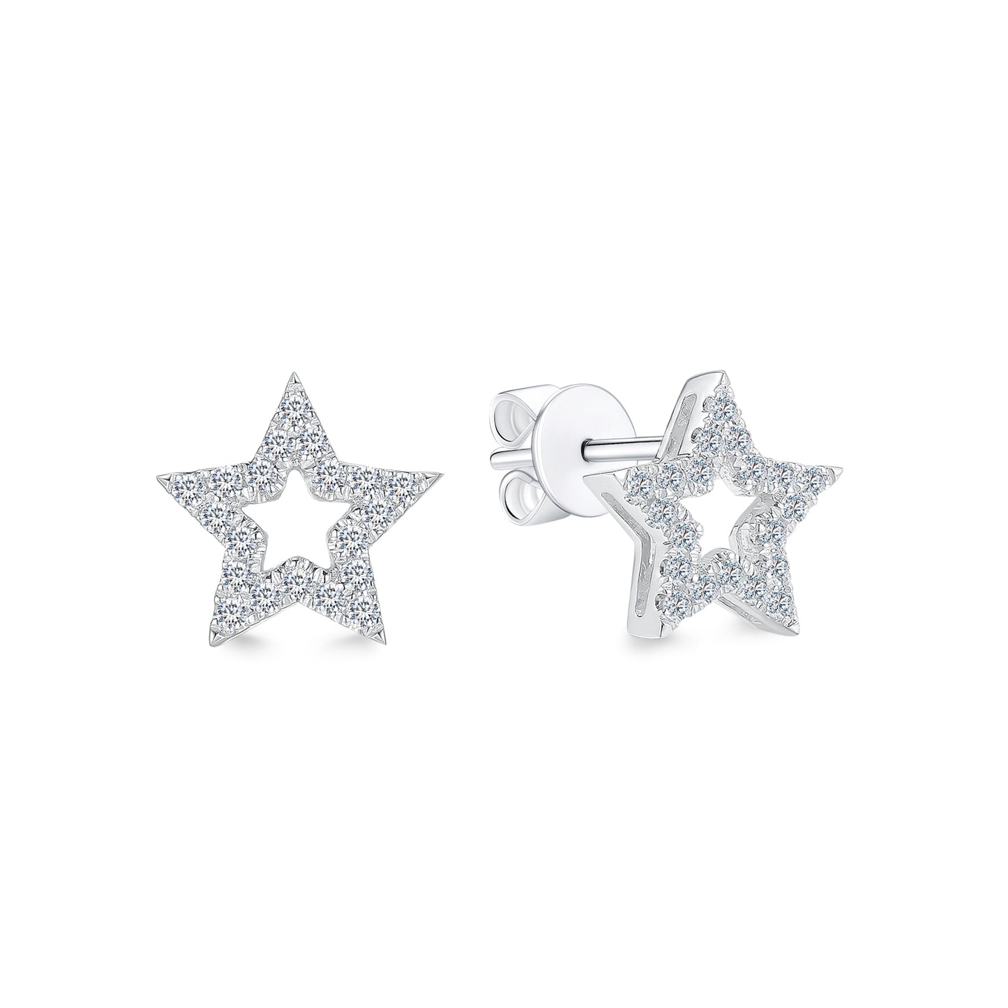 10K Gold Lab Grown Diamond Star Shape Stud Earrings